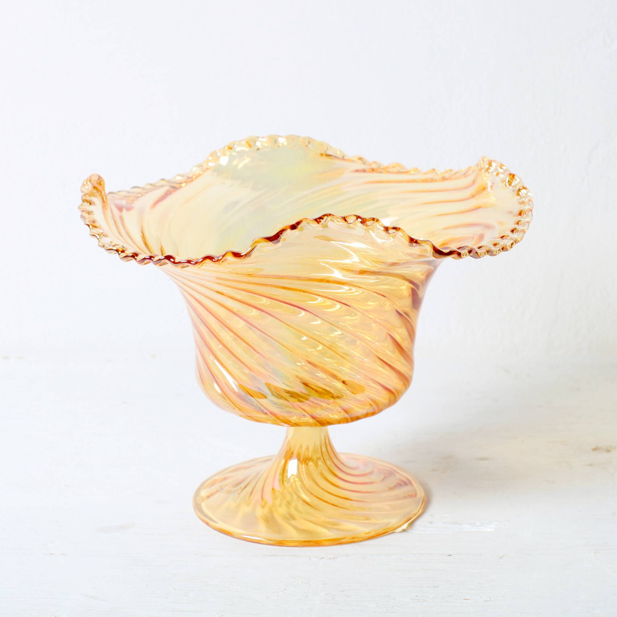 Porte-caddie en verre irisé Plissé / Vetreria Vetrart / Italie / Années 1990