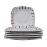 Set de assiettes basque porcelaine verte et rouge avec 1 plat ovale