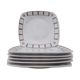 Set of basque porcelain green and red plates with 1 oval dish