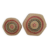 Two woven natural fiber boxes