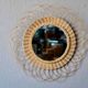 Round woven rattan wall mirror flower sun bohemian 80s signed Dillense