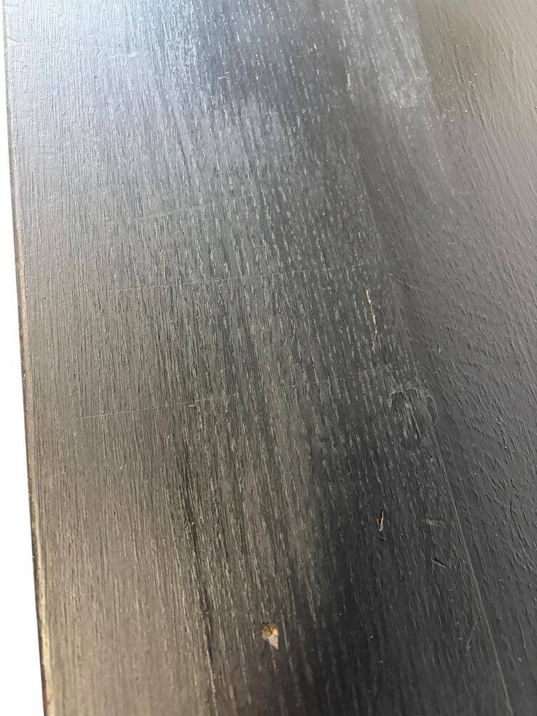 Vintage wooden high table on wheels