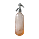 Siphon bouteille à eau de seltz, en verre rose, Lievaux à Noyon