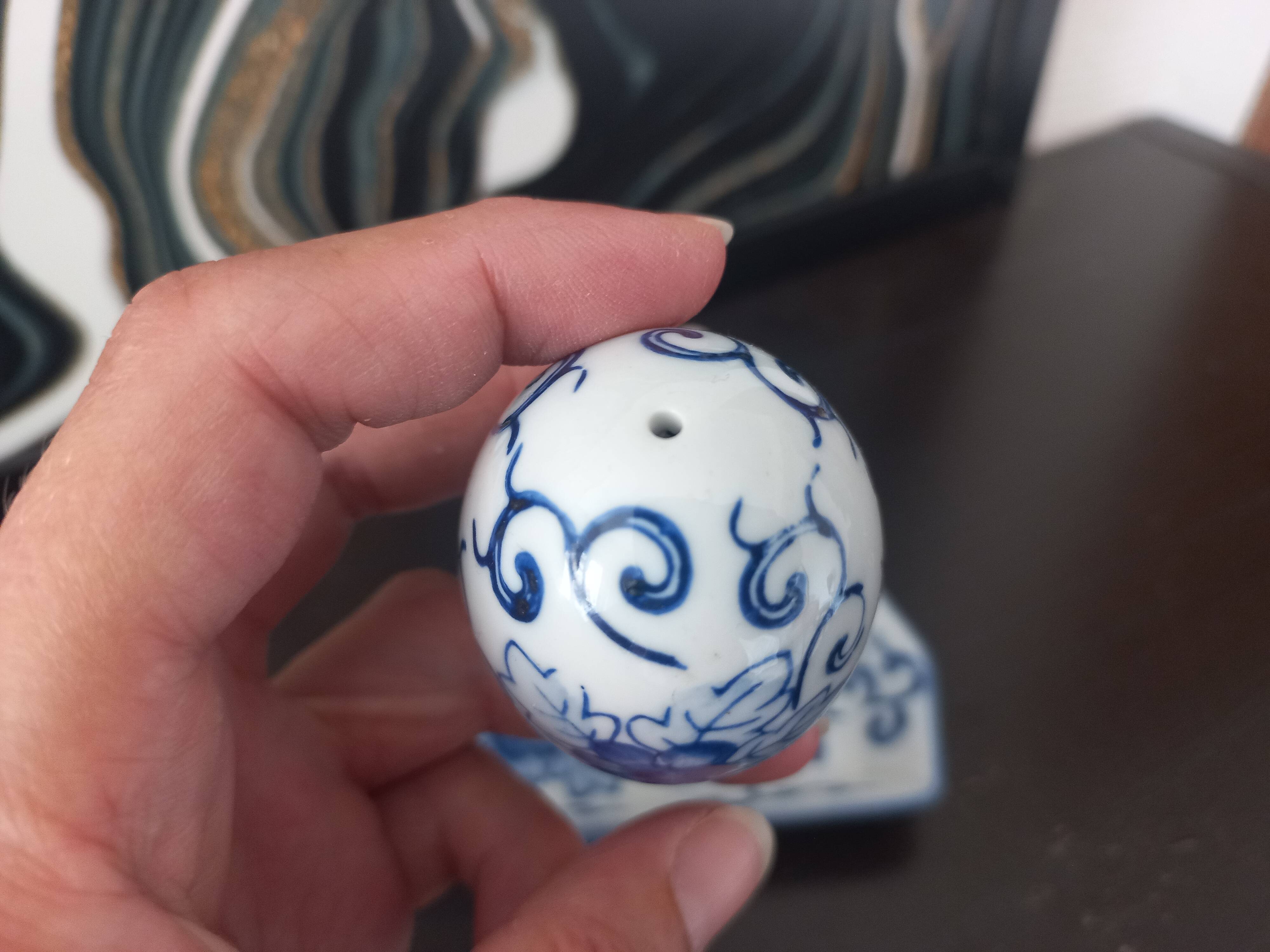 Vintage blue porcelain salt and pepper shakers