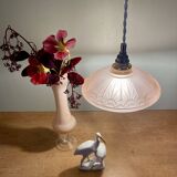 Suspension abat-jour Art Déco en verre dépoli rose
