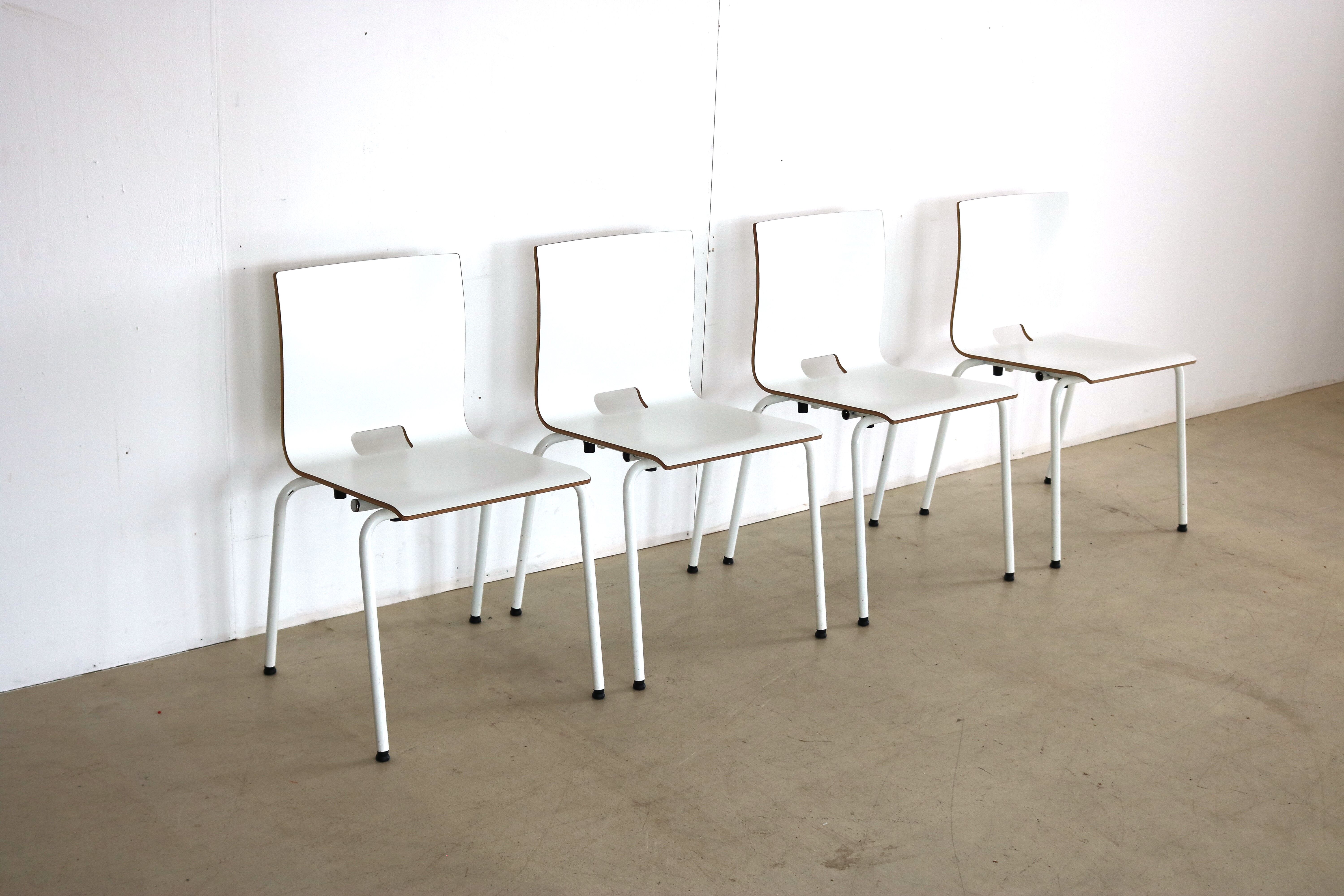 Set of 4 industrial stacking chairs