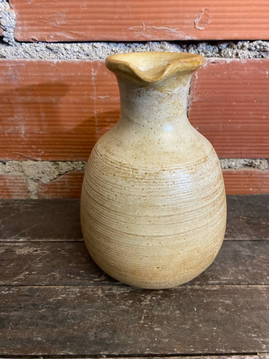 Old Pichet JEAN MARAIS Glazed Stoneware Beige France Vintage #D781