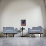 Set of 2 mid-century blue arm chairs, Germany 1950s