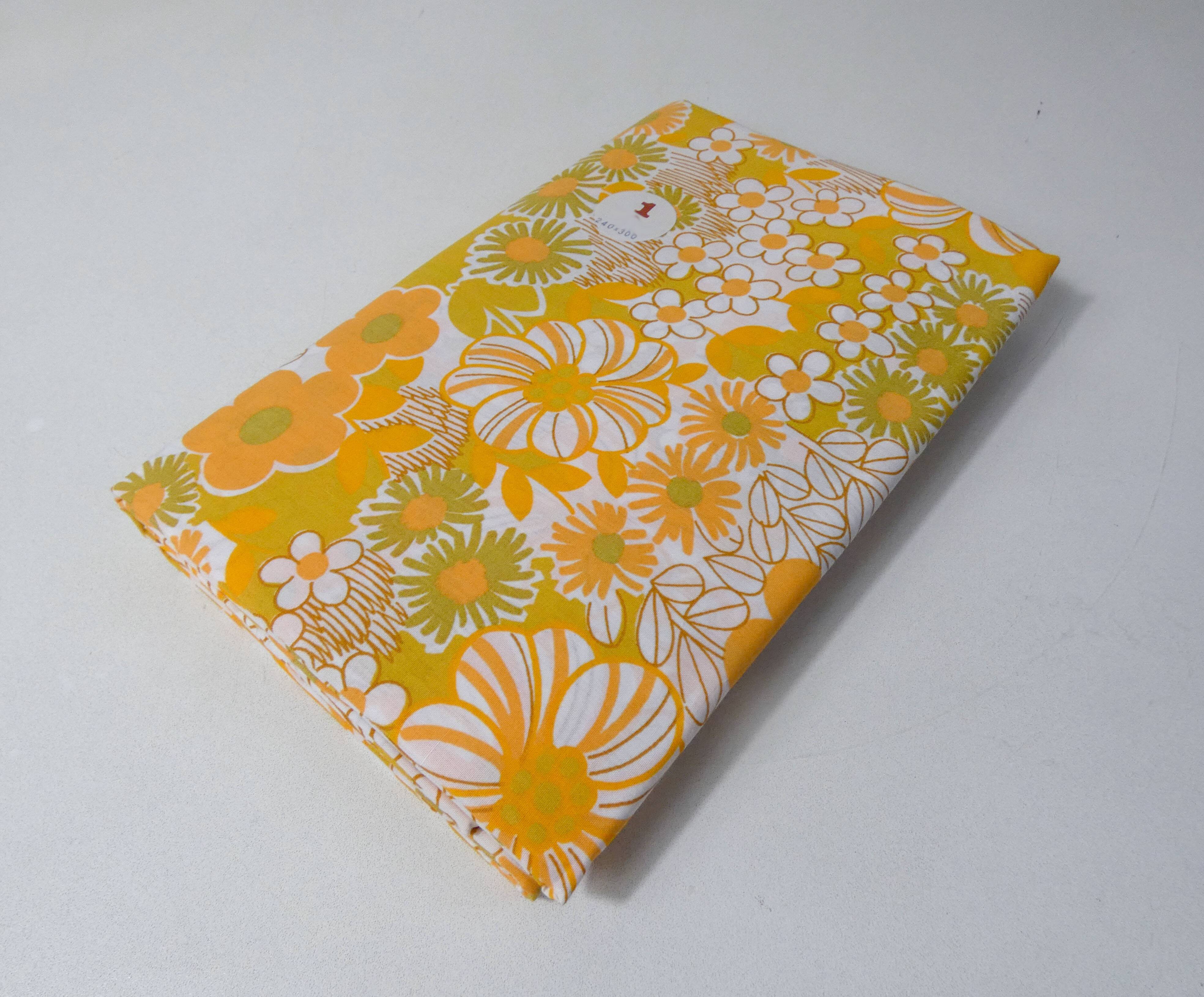New sheet from the 70s orange flowers 240x300 vintage