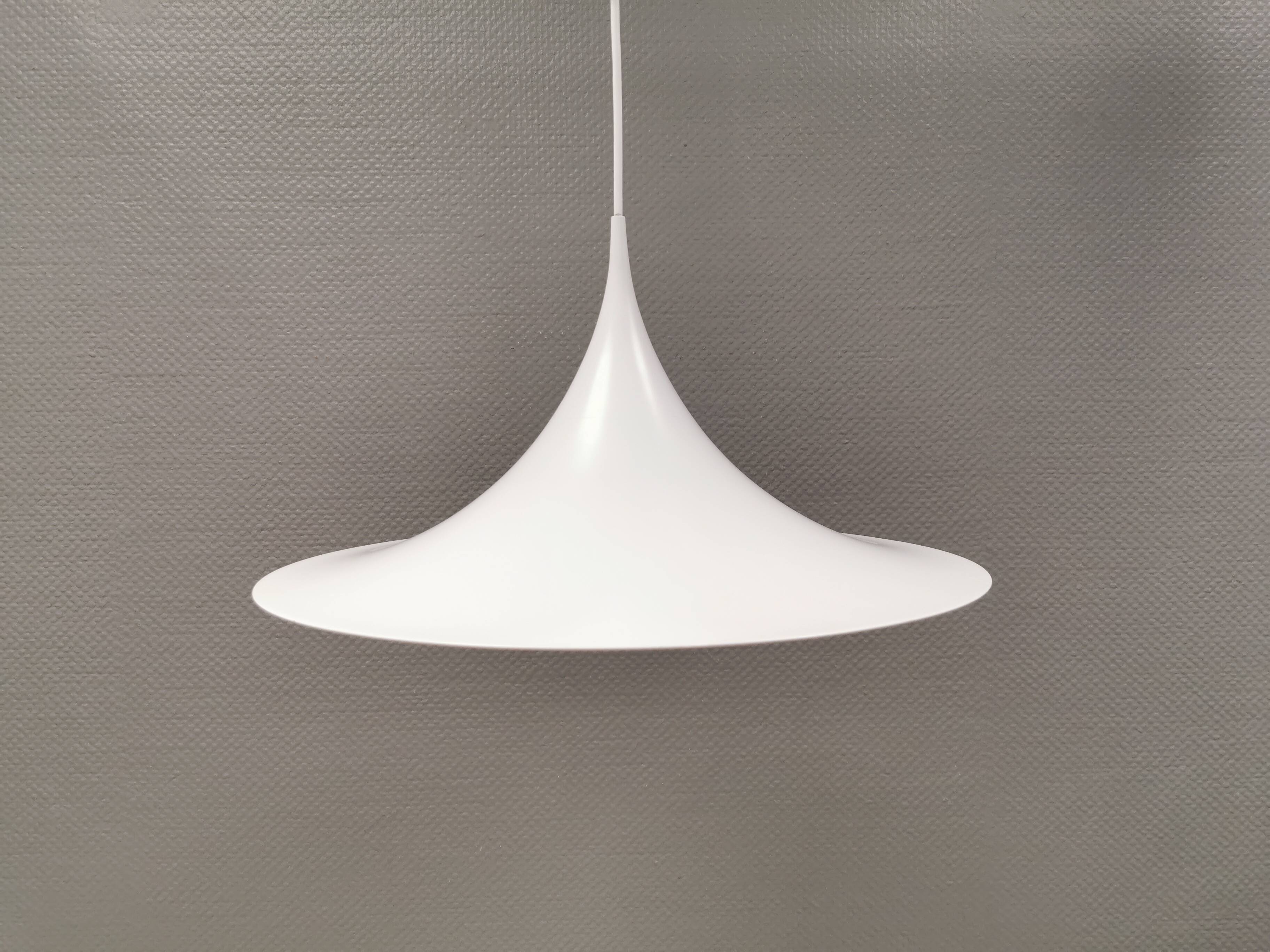 Vintage Fog & Mørup Semi Hanging Lamp, White Lacquered, Denmark 1970-80s