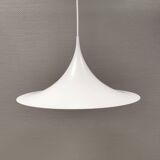 Vintage Fog & Mørup Semi Hanging Lamp, White Lacquered, Denmark 1970-80s