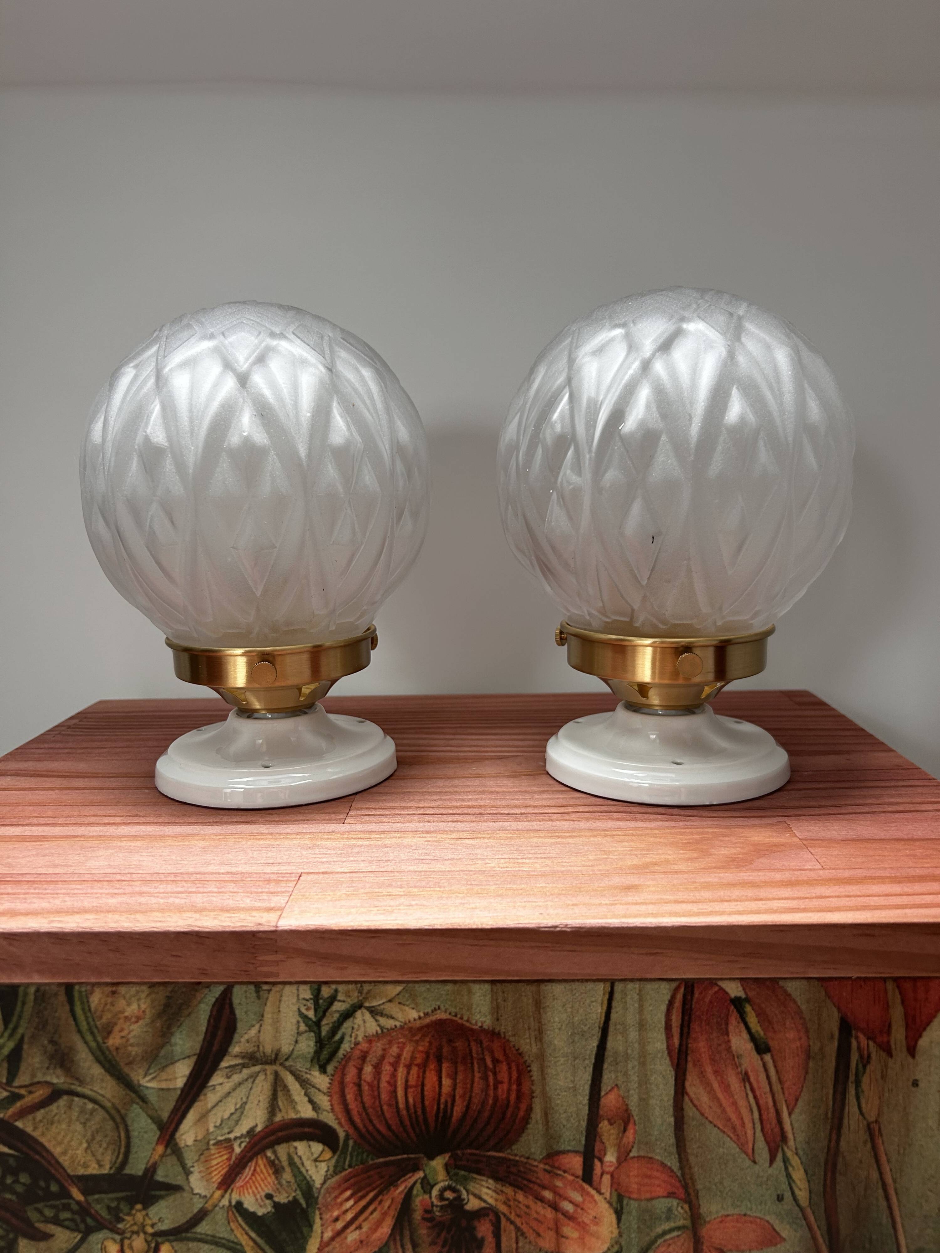 Pair of Art Deco globe wall lights