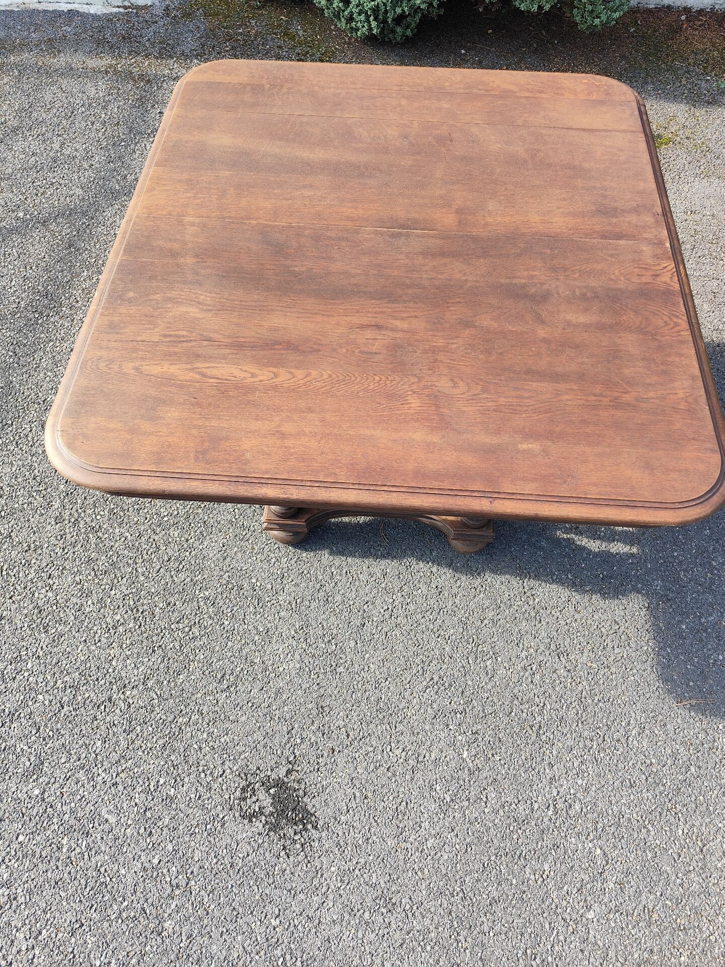 Square wooden table in Henri II style.