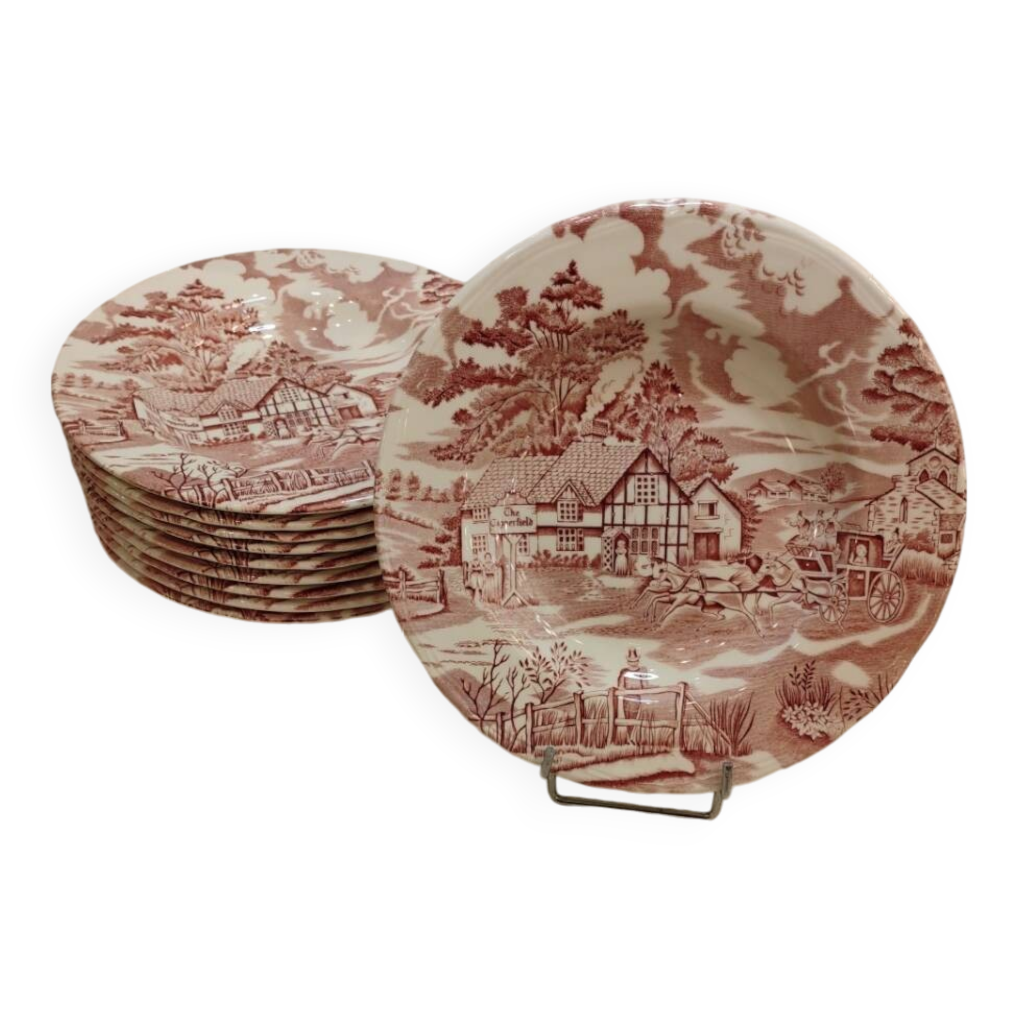 10 assiettes en faïence de Lunéville décor lier