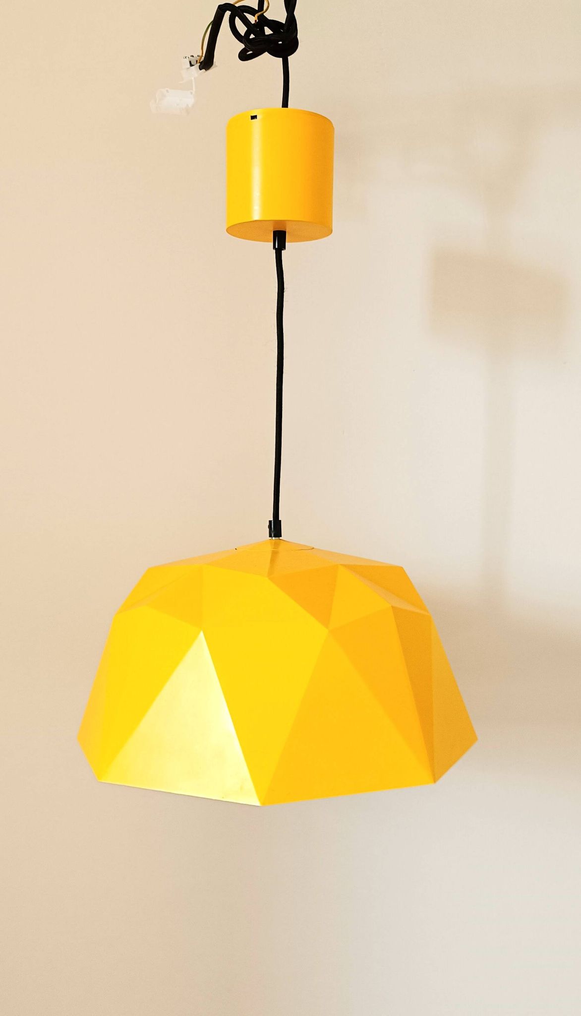 Vintage Bakelite origami-shaped yellow pendant light