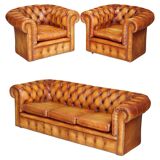 Chesterfield suite three-piece leather set