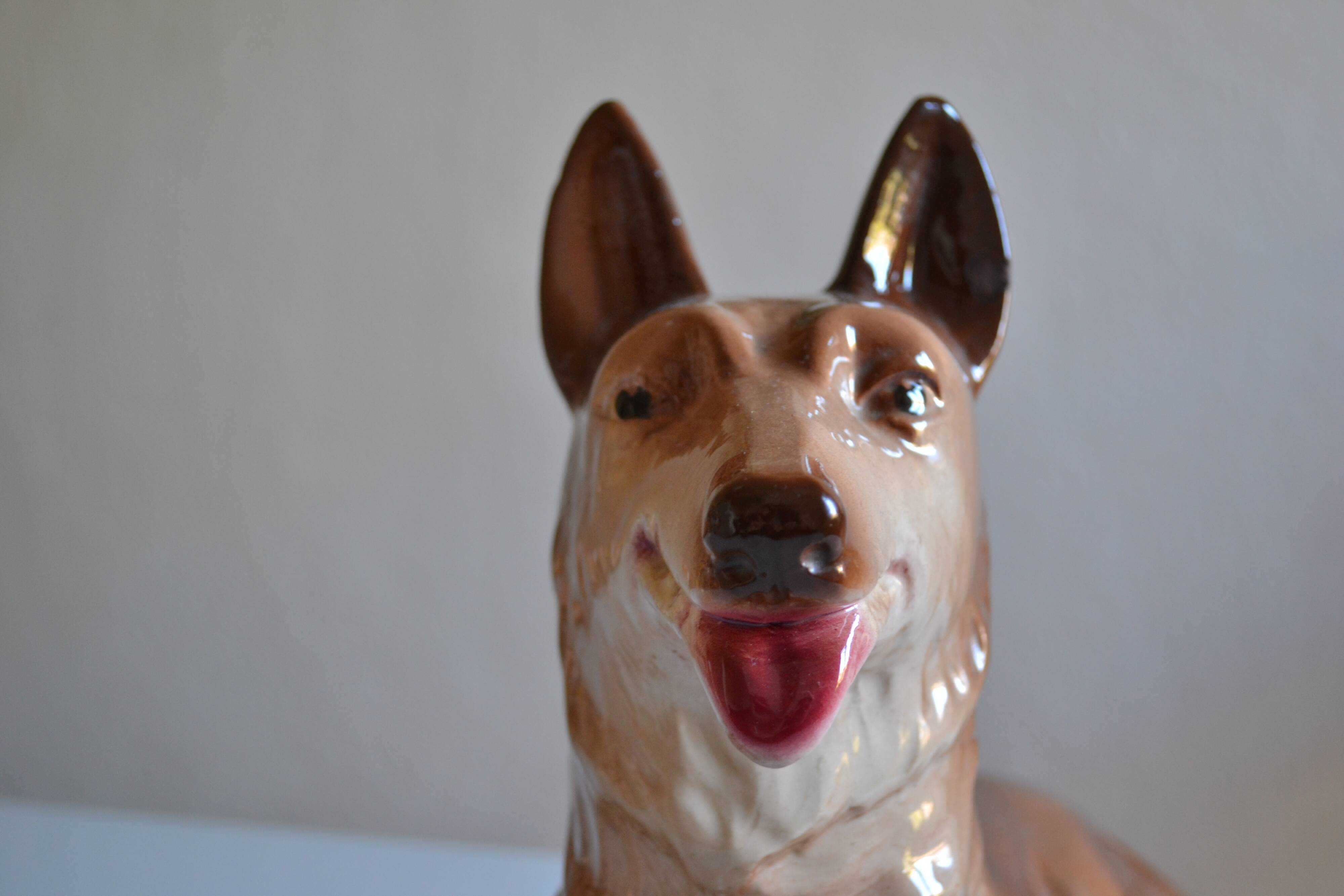Wolf Dog German Shepherd Ceramic Saint Clément L 39 cm H 26 cm