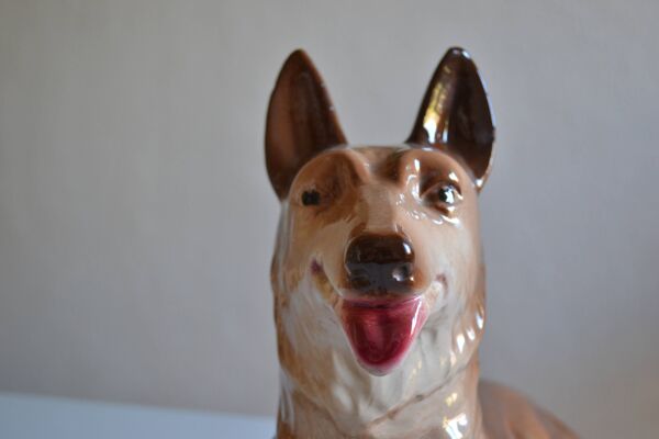 Chien Loup Berger Allemand Céramique Saint Clément L 39 cm H 26 cm
