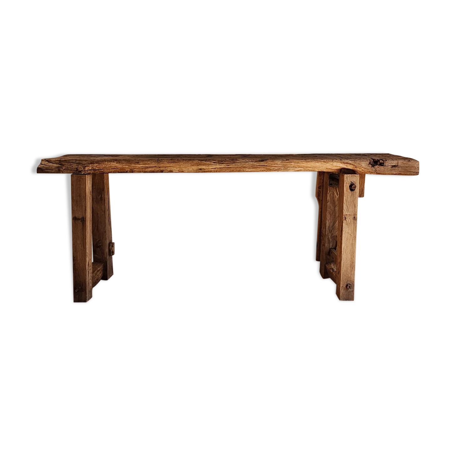 Ancien établi de menuisier – Console en bois massif