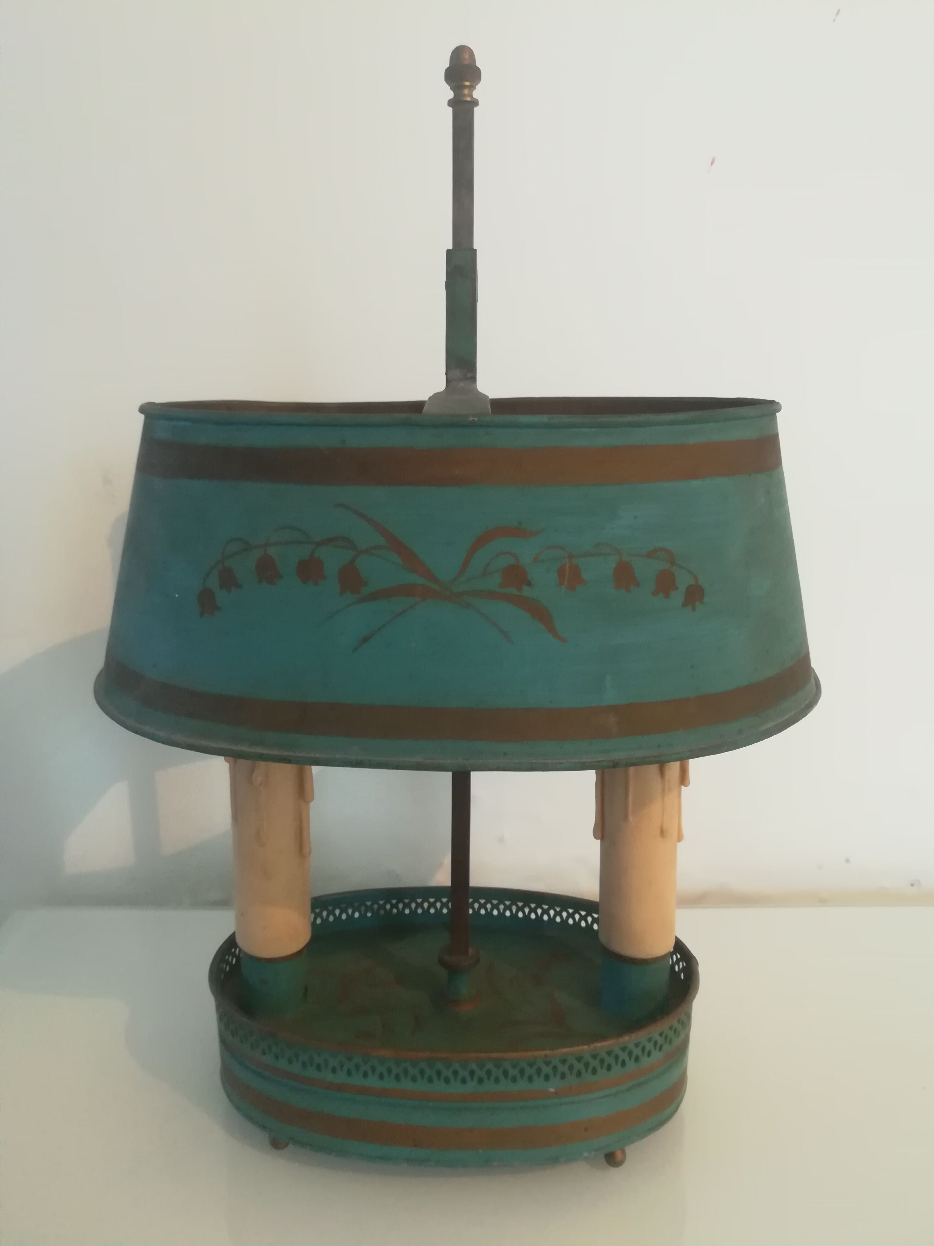 Painted metal hot water bottle lamp