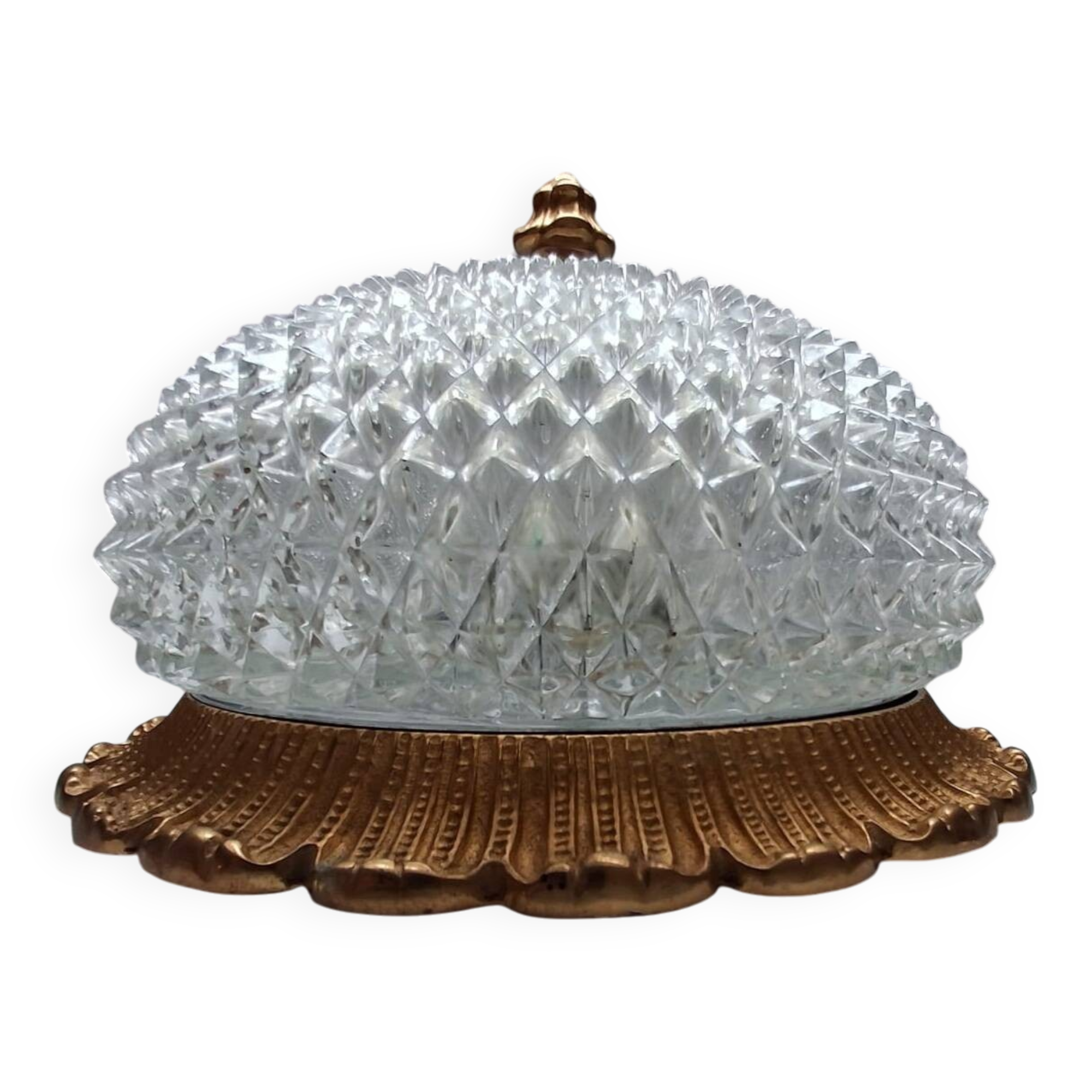 Vintage Limburg a610 gold textured diamond point glass ceiling light