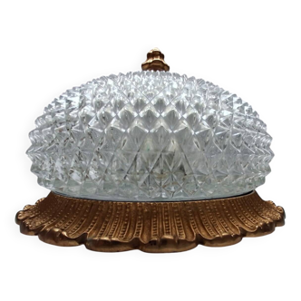 Vintage Limburg a610 gold textured diamond point glass ceiling light