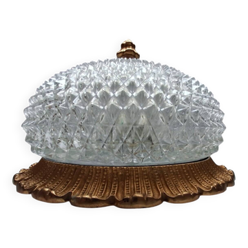 Vintage Limburg a610 gold textured diamond point glass ceiling light