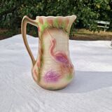 Antique Barbotine Pitcher from the Saint Clément Factory, Heron Decor