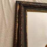 Miroir rectangle ancien lours bois sculpté peint patiné