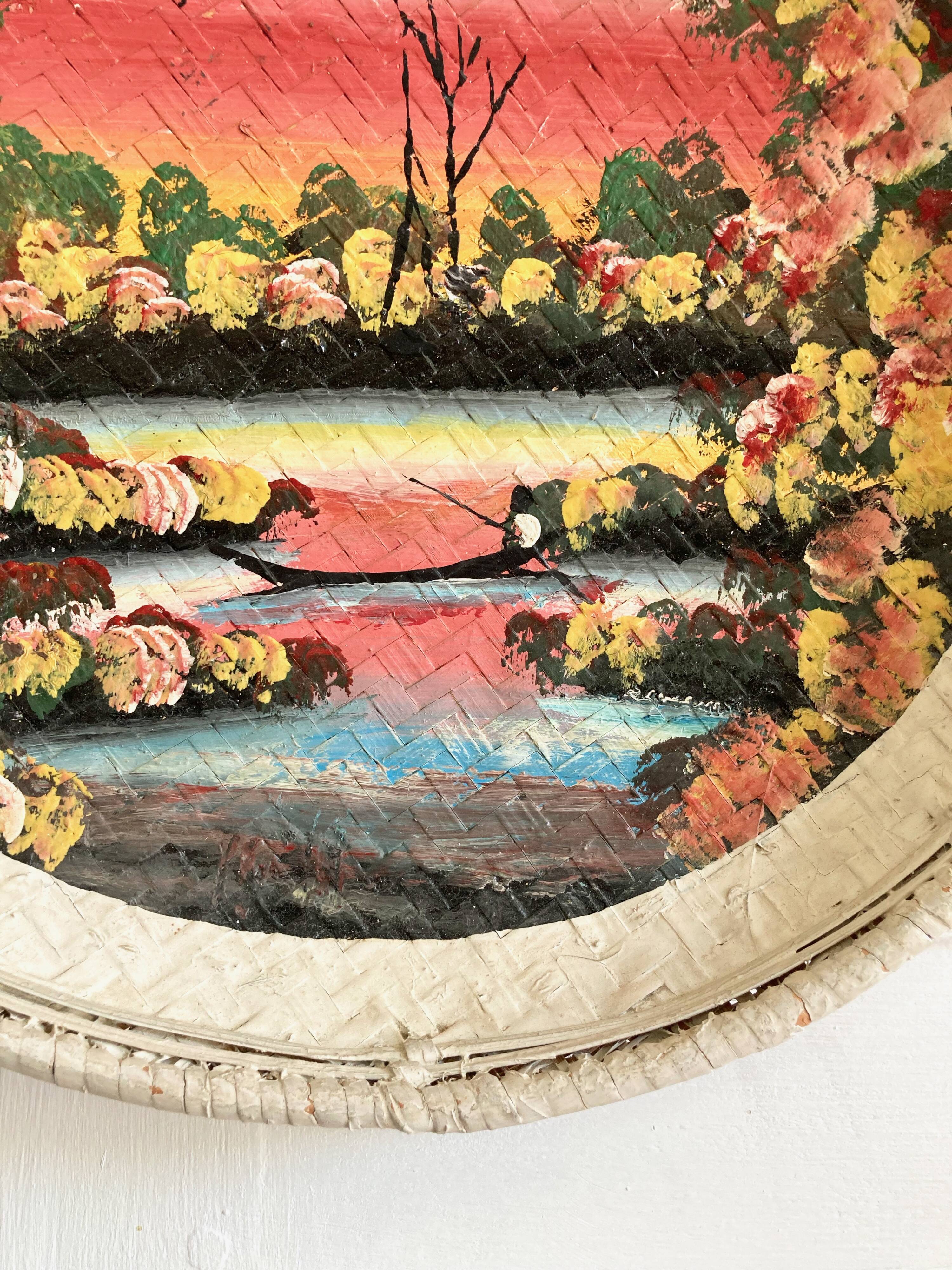 Painted basket for wall decoration