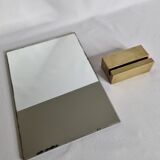 Miroir art déco rectangulaire à poser sur socle en laiton 32 cm