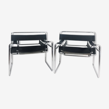 Pair of "vassily" model armchairs Marcel Breuer 1980