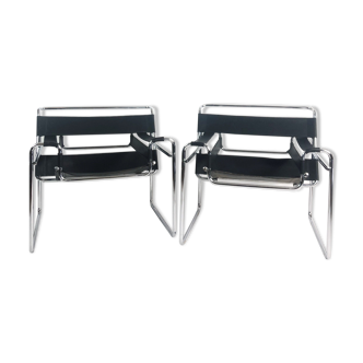 Pair of "vassily" model armchairs Marcel Breuer 1980