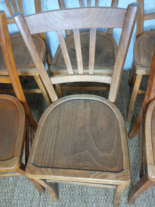 Ensemble de 10 chaises bistrot années 1950-60 vintage Luterma