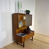 Vintage teak bookcase with glass doors – Scandinavian mid-century elegance