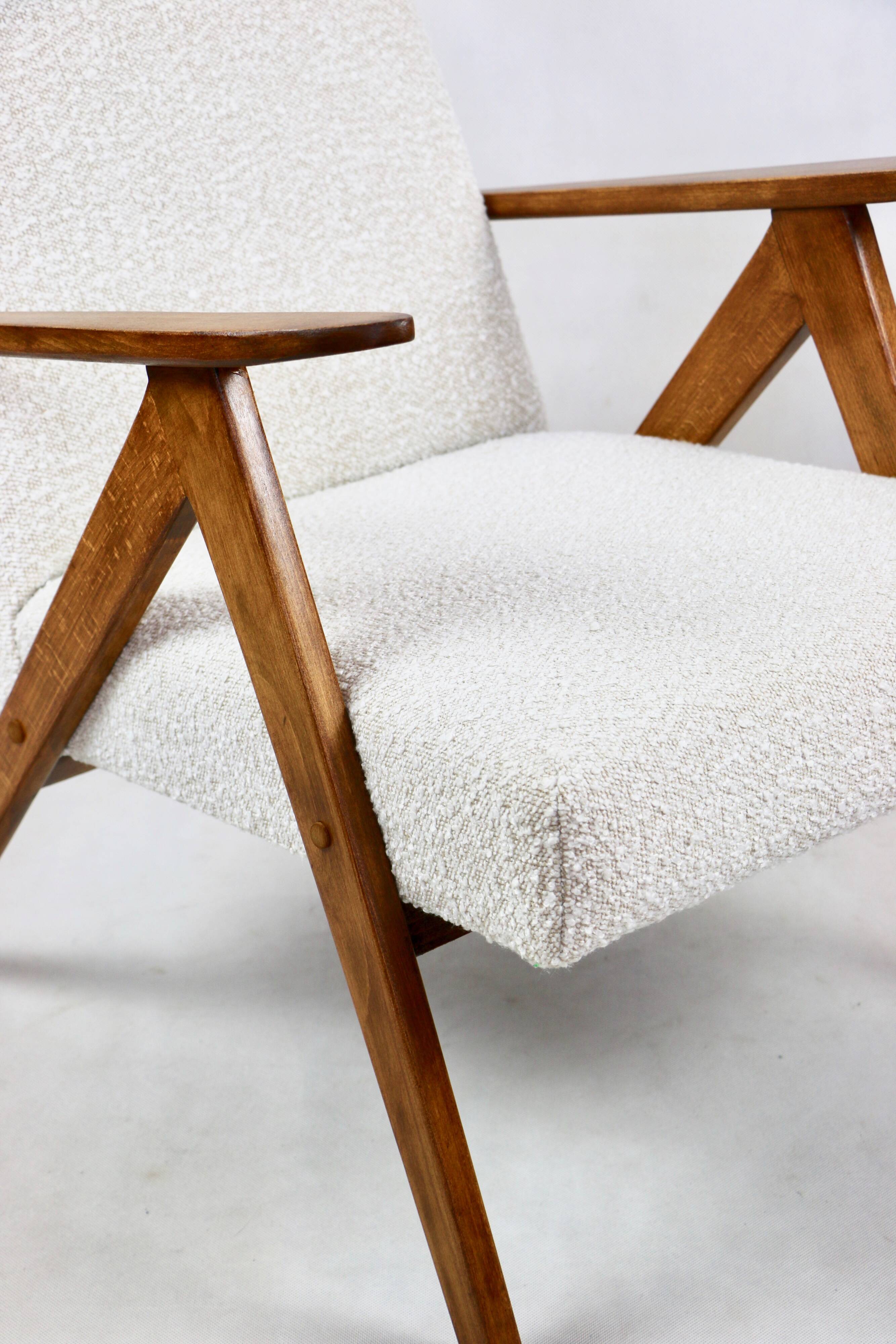 Vintage armchair B-310 VAR white structural boucle 1970s