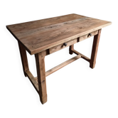 Vintage pine kitchen table or desk with two drawers – 1950s