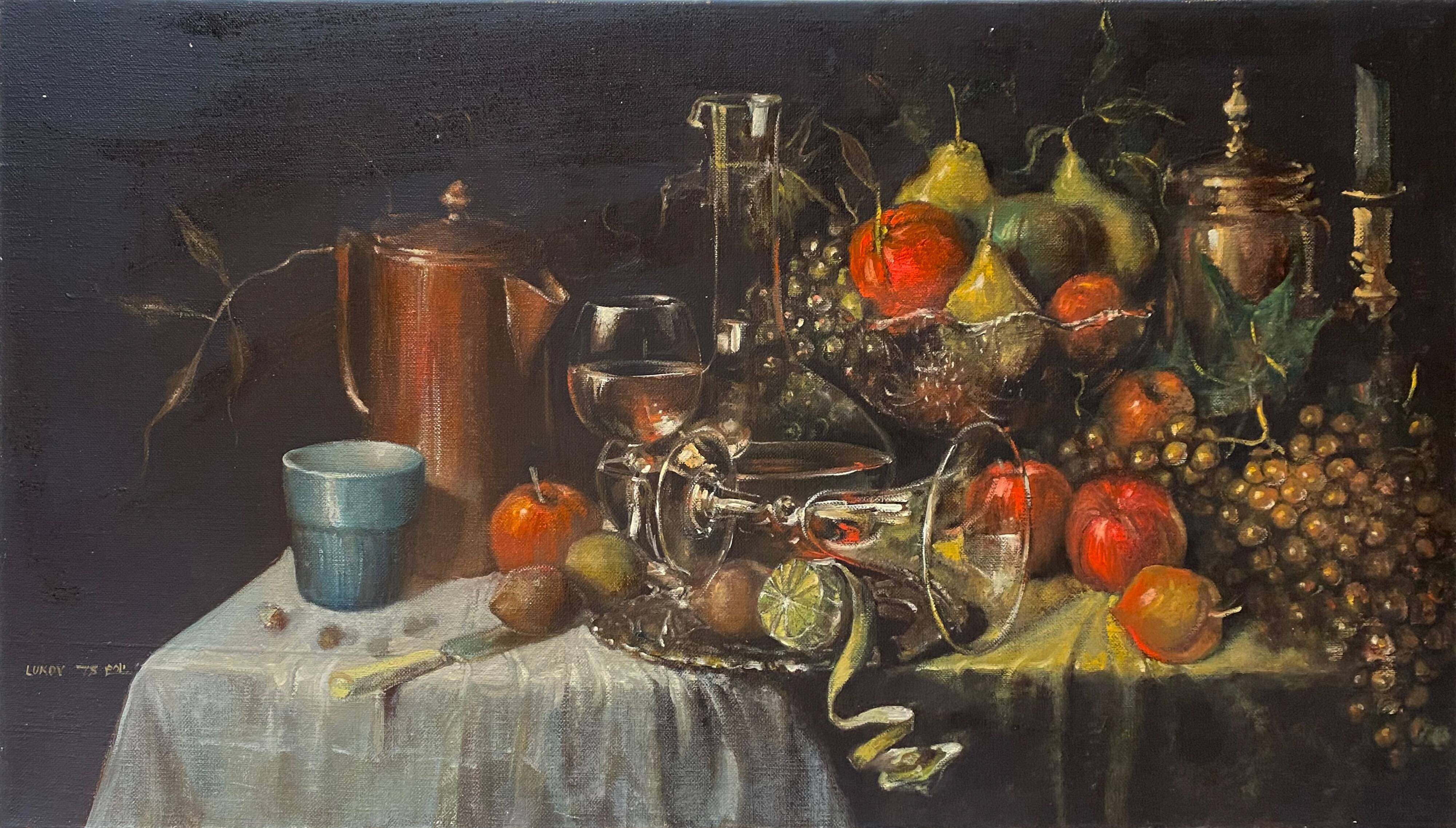 Painting "Still life with lemon" cf. Pieter Claesz by Yoram LUKOV (born in 1940)