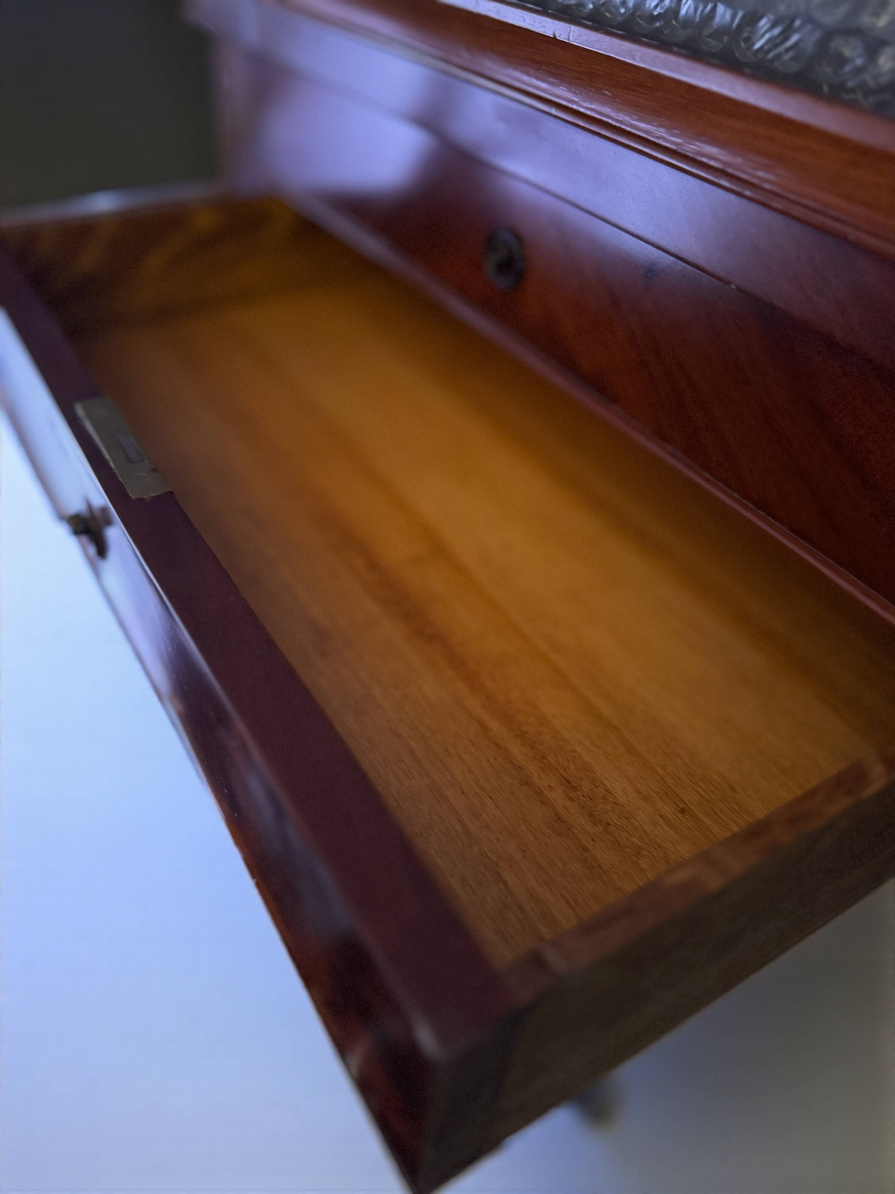Louis-Philippe 19th century mahogany dressing table/work table with mirror and drawer