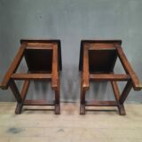 Pair of solid oak stools