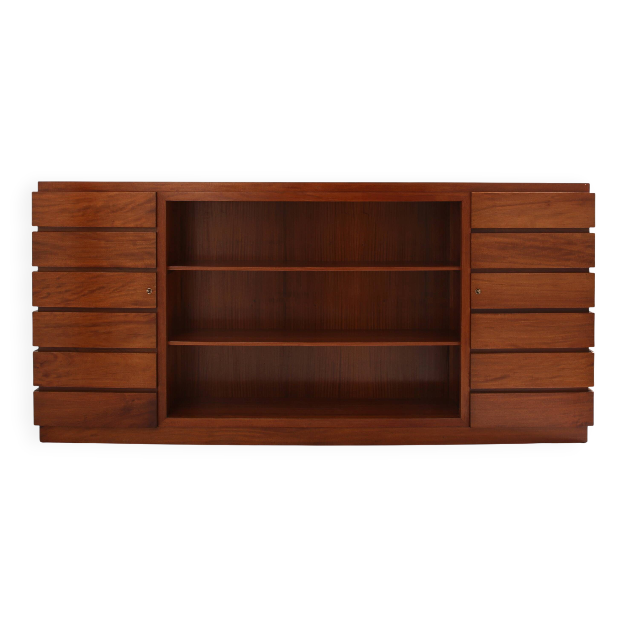 Large modernist cabinet with two doors in mahogany from around 1940.