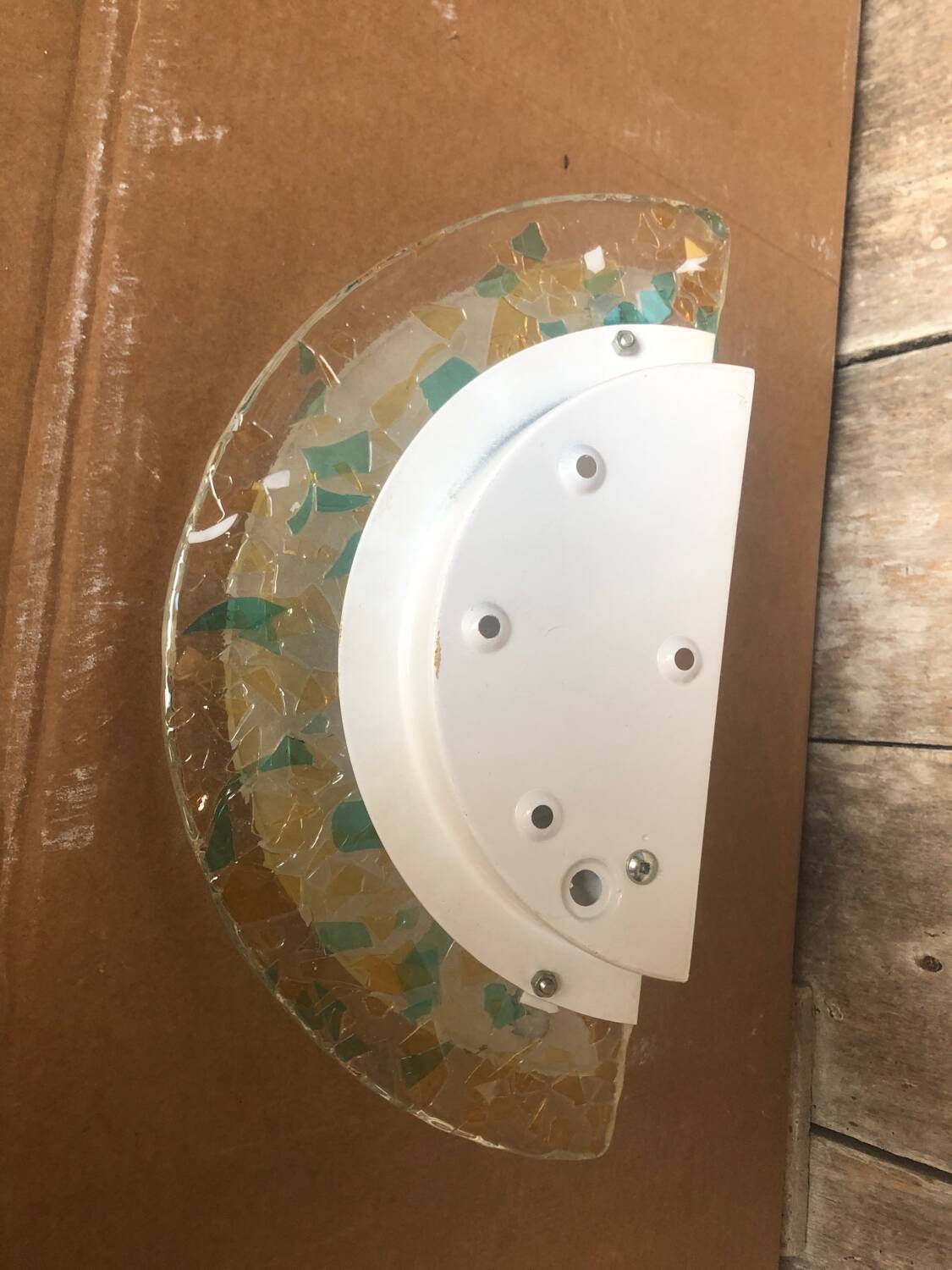 Old half moon wall lamp fabas luce molded glass