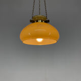 1950's Glass & Brass Pendant Light