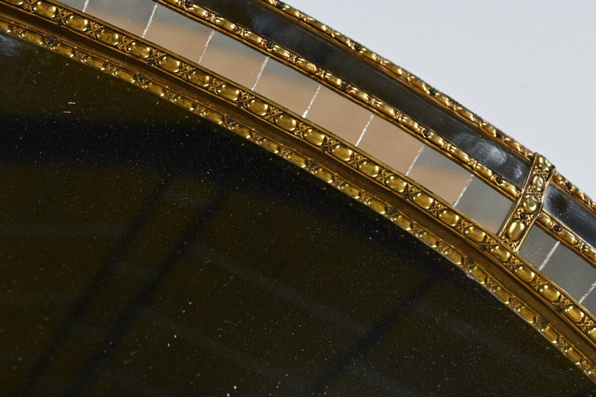 Hollywood Regency Style Oval Brass Bezel Mirror – 1970