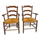 Paire de fauteuils bois paillé neo rustique circa 1950