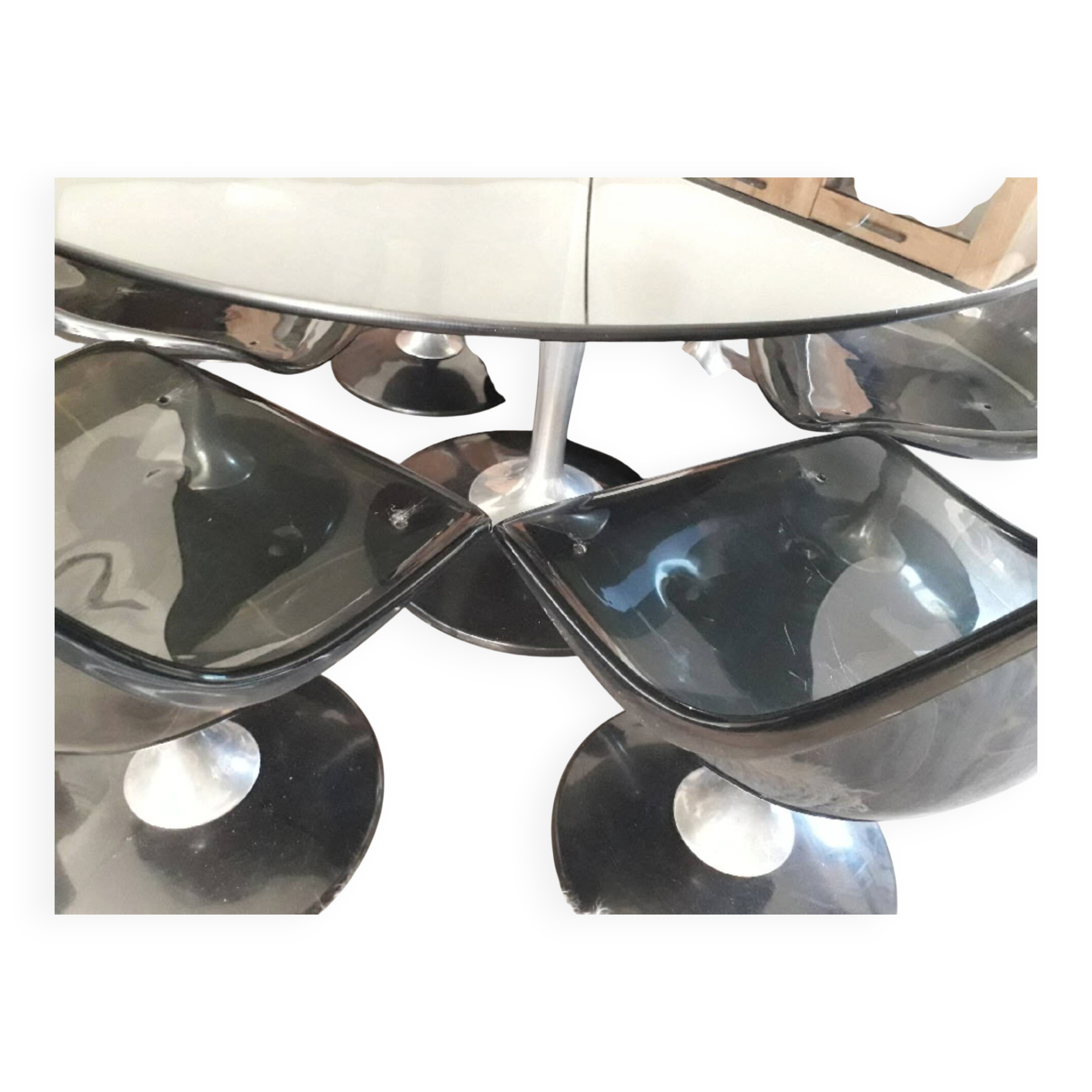 Ensemble table et six chaises Chromcraft space age années 70