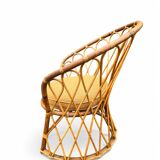 Set of 3 vintage rattan armchairs