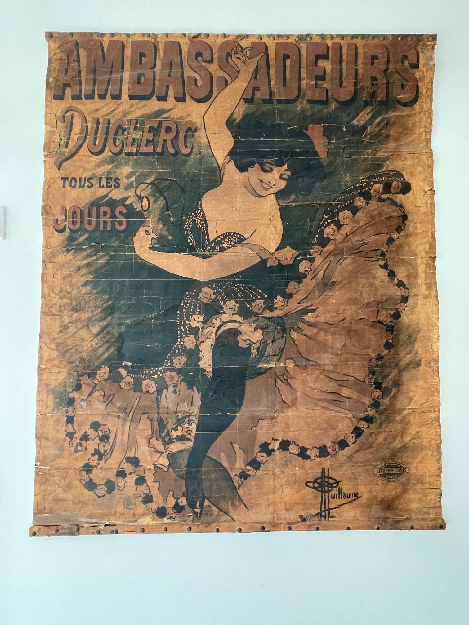Affiche ancienne des années 1890 par Guillaume. Affiches - Camis Paris. Ambassadeurs Duclerc tous les Jours