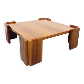 Table basse carrée italienne vintage Sapporo de Mario Marenco pour Mobilgirgi en bois de noyer des a