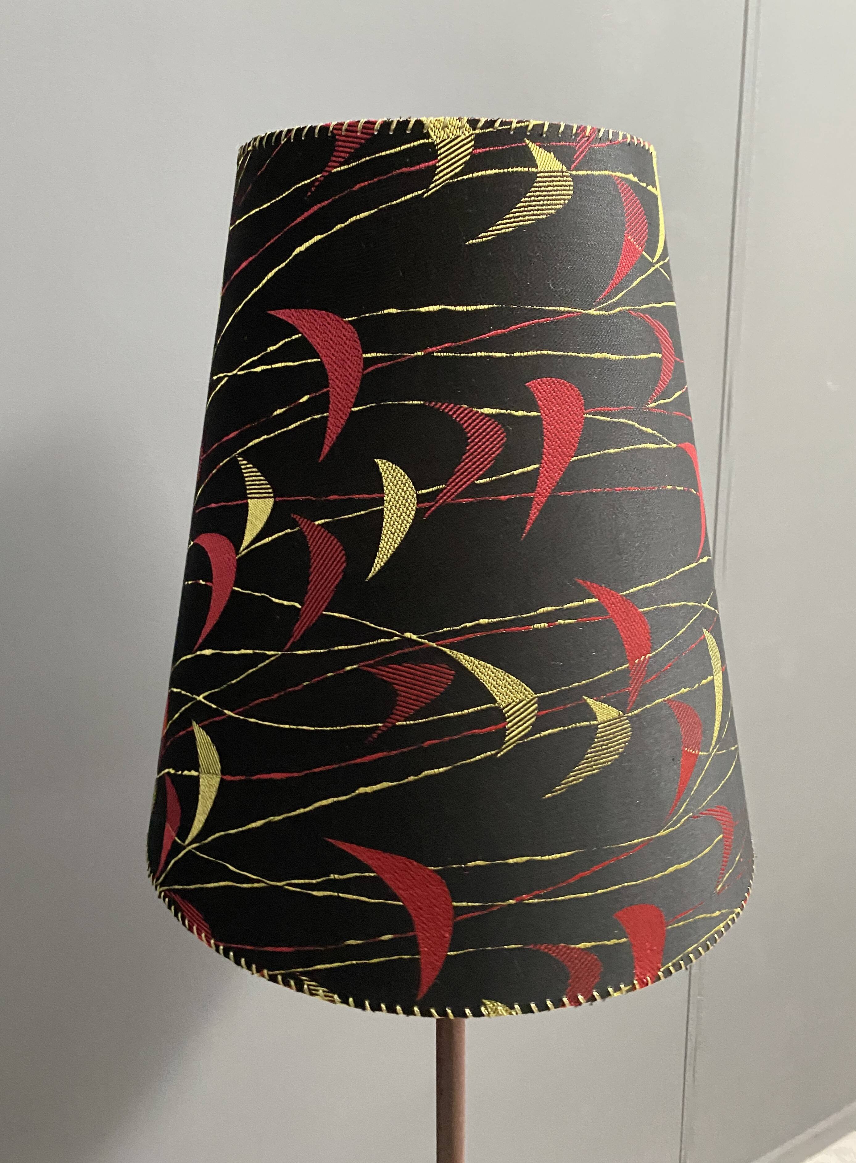 Danish Teak floor lamp with Black and Red , Yellow shade 1960s